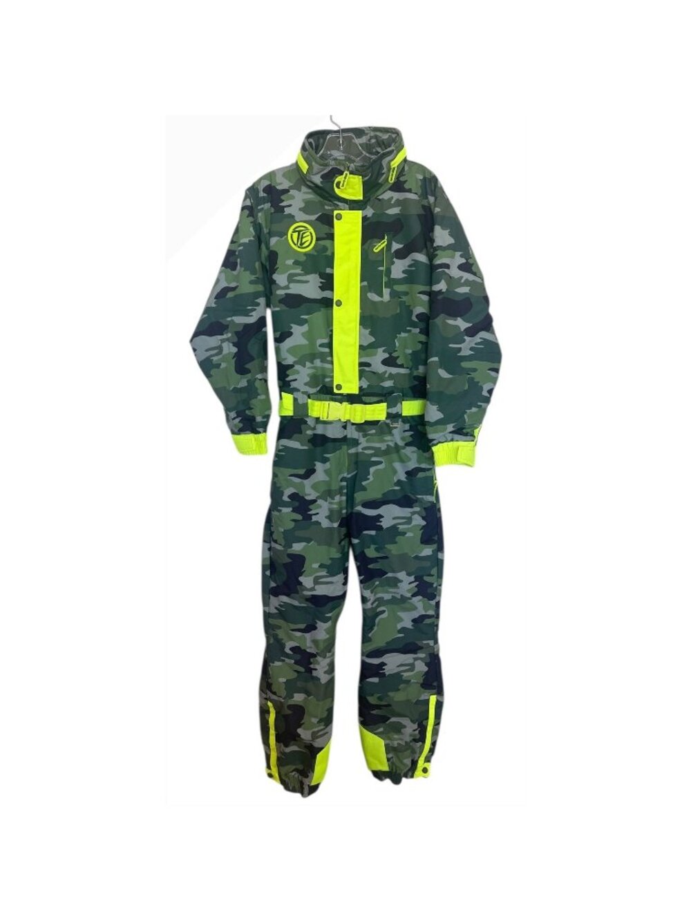Tipsy Elves Womens Camo Snow Suit Size XS Neon Green Camouflage One Piece